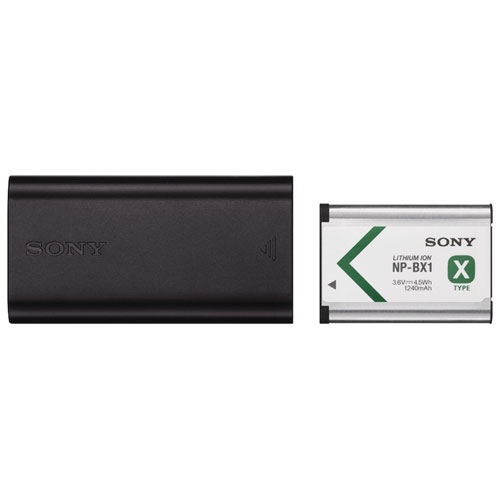 Trousse avec chargeur de voyage pratique de Sony pour batterie au lithium-ion rechargeable NP-BX1 de type X