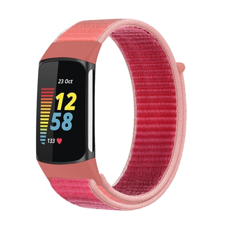 NAVOR  Compatible With Fitbit Charge 5 Adjustable Band, Nylon Loop Replacement Strap Wristband for Men & Women-Large Size In Multicolor