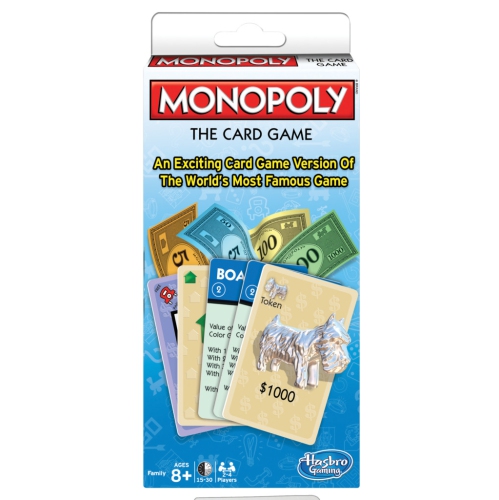 Hasbro Gaming Monopoly The Card Game 2-4 players, ages 8+, 15-30 minutes