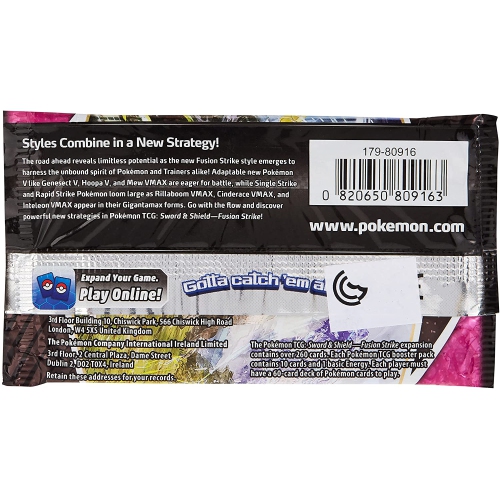 Pokemon USA Pokemon Trading Card Game: Sword & Shield Fusion Strike Booster Pack 10 cards per pack