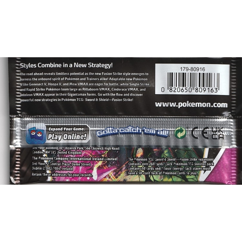 Pokemon USA Pokemon Trading Card Game: Sword & Shield Fusion Strike Booster Pack 10 cards per pack