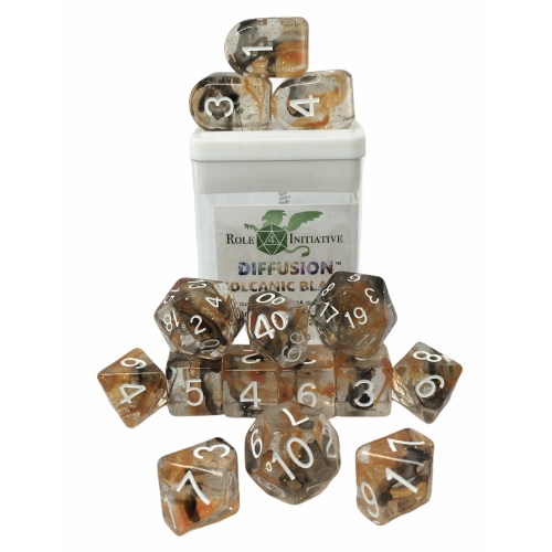 Set of 15 Dice: Diffusion Volcanic Blast with Arch'd4 3 Arch'd4, 4D6 ...