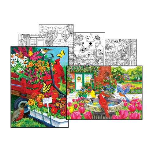 SunsOut SUNSOUT Puzzle Set 500 & 500 Piece with 4 Coloring Pages ...