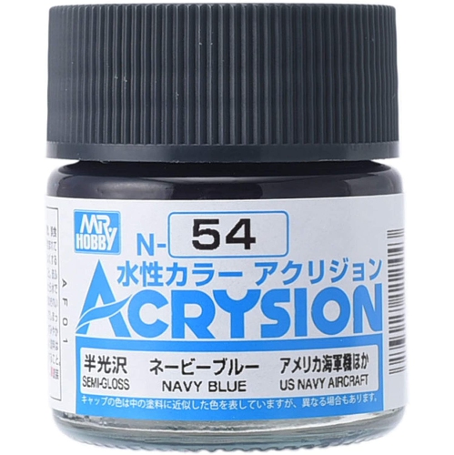 Mr. Hobby Acrysion Color - Navy Blue (N54) 10ml Semi-Gloss Acrylic Paint