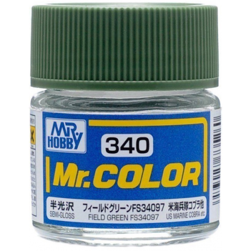 Mr. Hobby Mr. Color 340 - Field Green FS34097 Semi-Gloss/US Marine Cobra Plastic Model Kit Paint