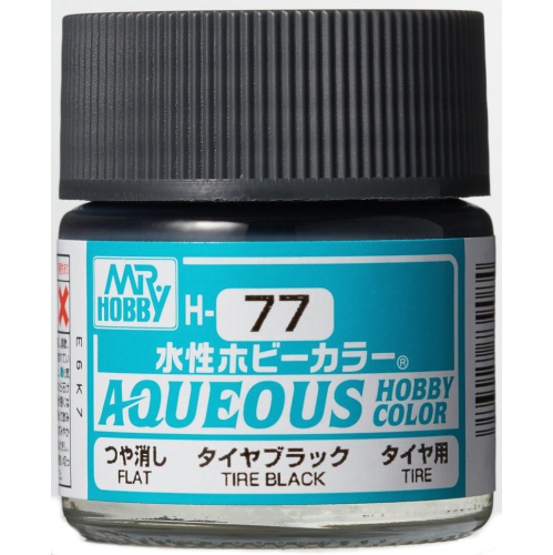 Mr. Hobby Aqueous Hobby Color - Tire Black (H77) 10ml Flat Paint