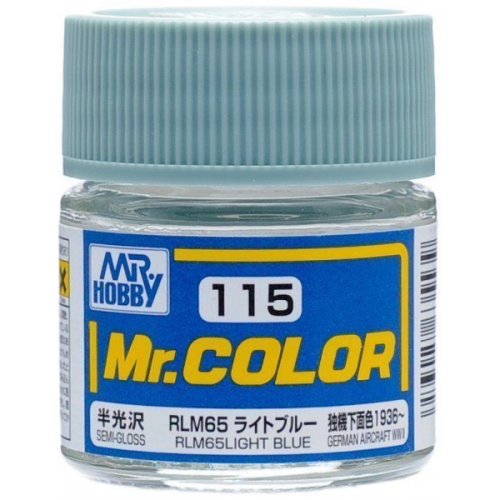 MR. HOBBY  Mr. Color 115 - Rlm65 Semi-Gloss/german Aircraft Wwii (C115) Plastic Model Kit Paint In Light Blue