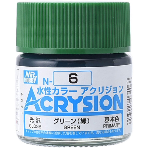 MR. HOBBY  Acrysion Color - (Gloss/primary) (N6) 10Ml Gloss Acrylic Paint In Green