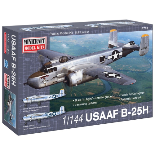 MINICRAFT MODEL KITS  Usaaf B-25H (14713) (Retired) 1:144 Scale Airplane Plastic Model Kit