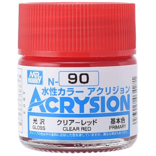 Mr. Hobby Acrysion Color - Clear Red (N90) 10ml Gloss Acrylic Paint