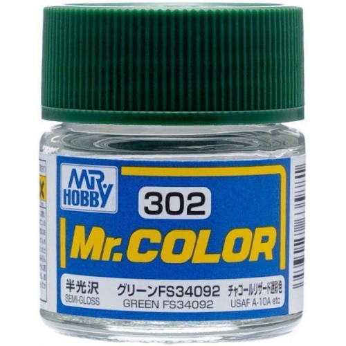 MR. HOBBY  Mr. Color 302 - Fs34092 Semi-Gloss/usaf A-10A (C302) Plastic Model Kit Paint In Green