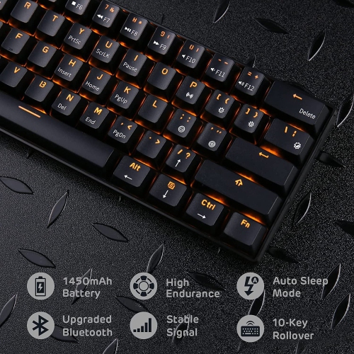 RK ROYAL KLUDGE RK61 Wireless 60% Triple Mode Mechanical Keyboard, 61 Keys Bluetooth Mechanical Keyboard, Compact Gaming Keyboard with Programmable