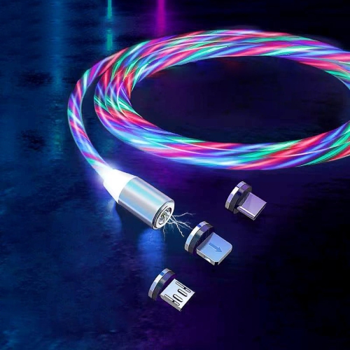 2-Pack 3 in 1 LED Flowing Magnetic Fast Charging Cable