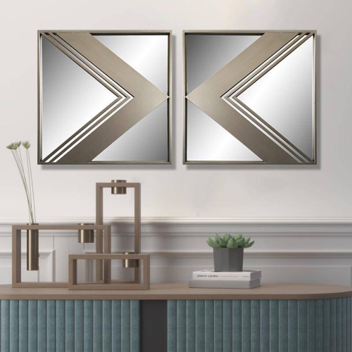 Wall Mirror - Metal Wall Decorative Mirrors - Set of 2