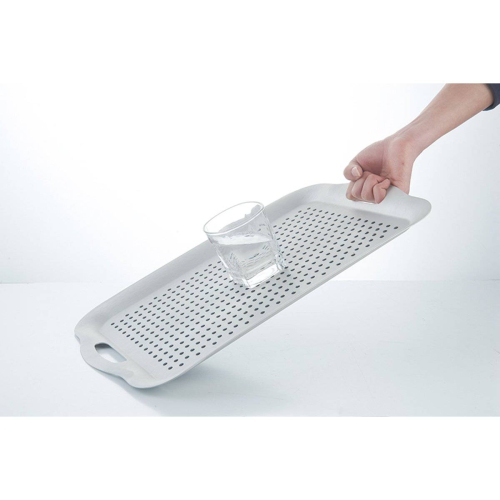 Ensemble plateau et sous-verres antidérapants argent