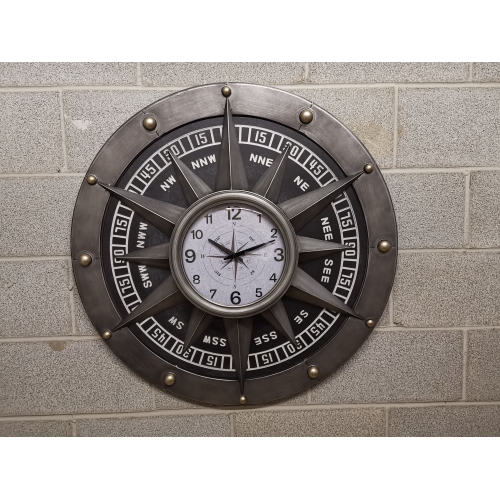 Compass Metal Wall Clock