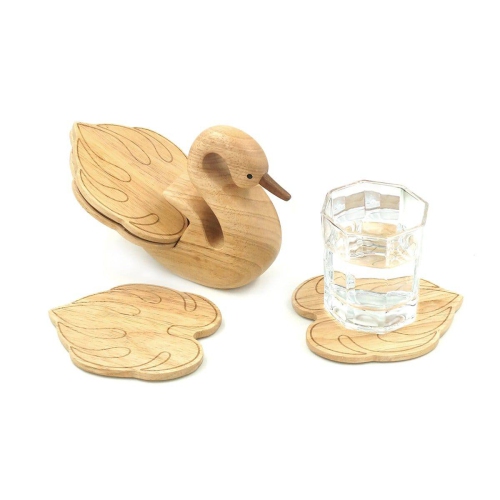 Wooden Coaster Holder Goose