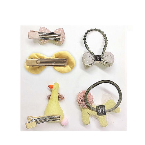 Handmade 5 Pieces Hair Accessory Kids Gift Set, Yellow Duck