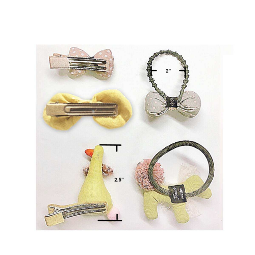 Handmade 5 Pieces Hair Accessory Kids Gift Set, Yellow Duck