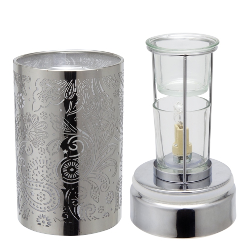 7" Touch lamp/Oil burner/Wax warmer-Silver Secret Garden