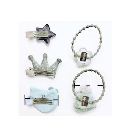 Handmade 5 Pieces Hair Accessory Kids Gift Set, Blue Hat
