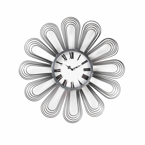 PETERSON ARTWARES  Wall Clock - Modern Reflection In Silver