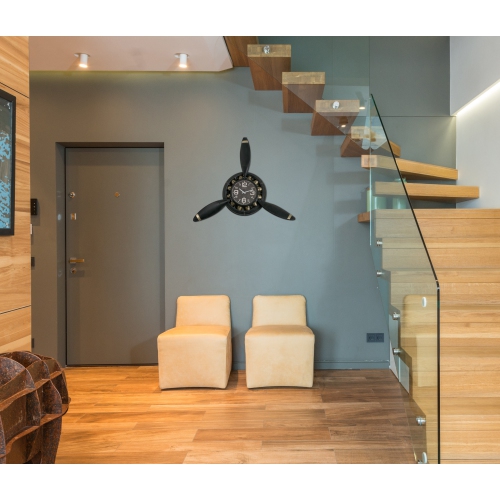Metal Airplane Propeller Wall Décor clock