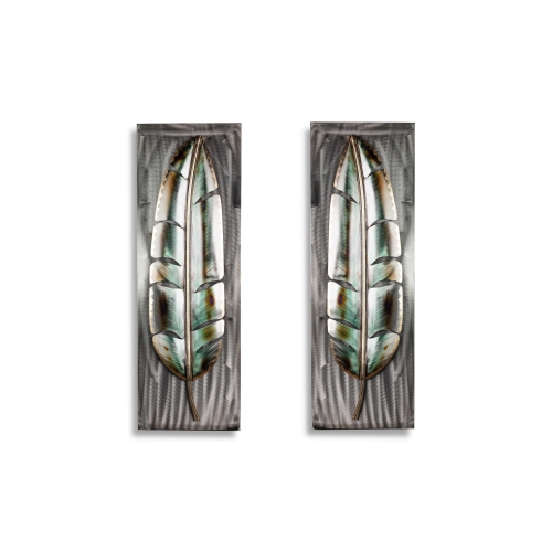 PETERSON ARTWARES  Banana Leaves Metal Wall Art (Set Of 2PCs, 34"x11"/pc)