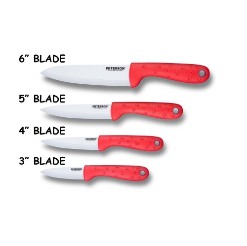 CERAMIC KNIFE: Red soft touch handle; White Ceramic Blade ... 6" Blade