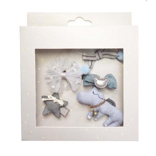 PETERSON ARTWARES  Handmade 5 Pieces Hair Accessory Kids Gift Set Dog In Blue