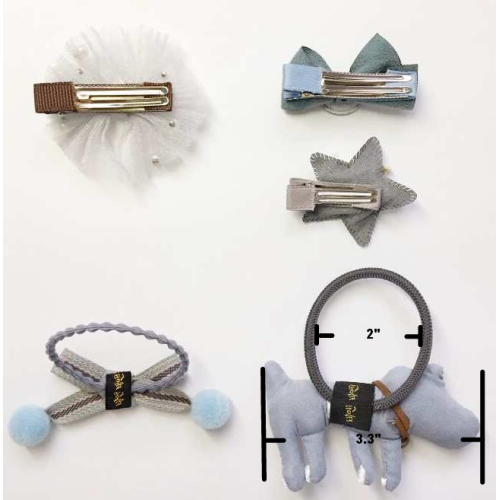 Handmade 5 Pieces Hair Accessory Kids Gift Set, Blue Dog