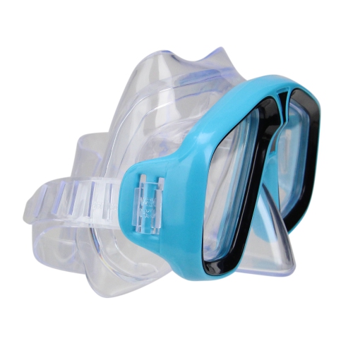 6.25" Aqua Blue and Clear Laguna Adjustable Strap Recreational Swim Mask