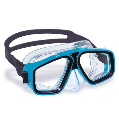 6.25" Aqua Blue and Clear Laguna Adjustable Strap Recreational Swim Mask