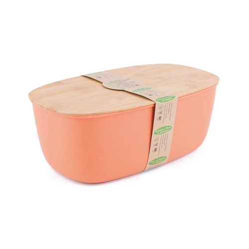 PETERSON HOUSEWARES  Bamboo Fiber Large Bread Bin With Reversible Lid -Peach Bin