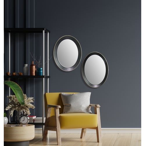 Wall Mirror - Oval metal decorative mirror medium