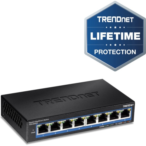 Trendnet 8-port Gigabit Edgesmart Switch, 8 X Gigabit Ports, 16gbps Switch Capacity, Ethernet Network Desktop Switch, Managed Gigabit Switch, Metal,