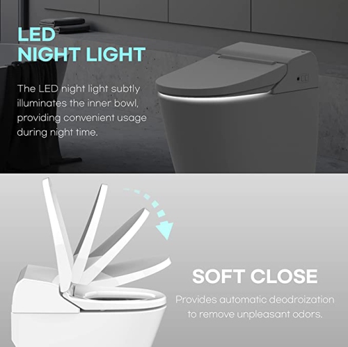 VOVO STYLEMENT TCB-8100W Smart Bidet Toilet, One Piece Toilet with Auto Dual Flush, UV-LED Sterilization, Heated Seat, Warm Water and Dry, Made in