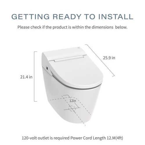 VOVO STYLEMENT TCB-8100W Smart Bidet Toilet, One Piece Toilet with Auto Dual Flush, UV-LED Sterilization, Heated Seat, Warm Water and Dry, Made in