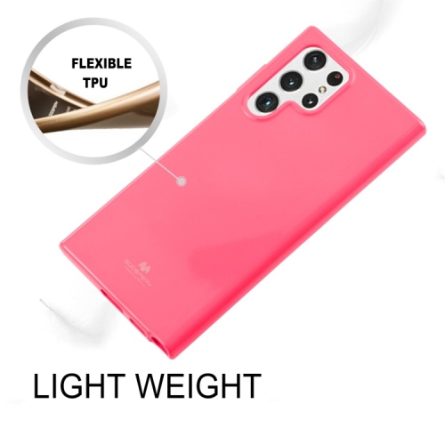 TopSave Goospery Pearl Jelly Slim Thin Rubber Case For Samsung Galaxy S22 Ultra, Hot Pink