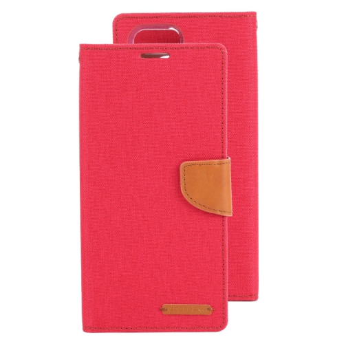 TopSave Goospery CANVAS Card Slot w/Magnetic Clip Denim Cloth Folio Wallet Flip For Samsung Galaxy S22 Ultra, Red