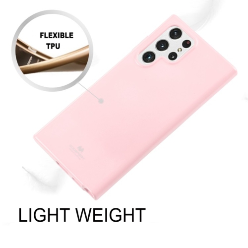 TopSave Goospery Pearl Jelly Slim Thin Rubber Case For Samsung Galaxy S22 Ultra, Baby Pink