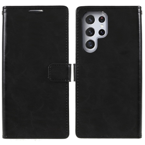 TopSave Goospery BLUEMOON Card Slot w/Magnetic Clip Leather Folio Wallet Flip For Samsung Galaxy S22 Ultra, Black