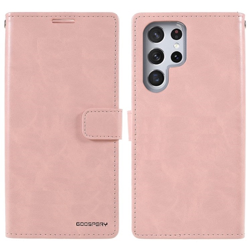 TopSave Goospery BLUEMOON Card Slot w/Magnetic Clip Leather Folio Wallet Flip For Samsung Galaxy S22 Ultra, Rose Gold