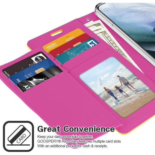 TopSave Goospery Rich Diary [ID/Card & Cash Slots] Premium PU Leather Wallet Case [Magnetic Closure] Folio Wallet Flip For Samsung Galaxy S22 Ultra,