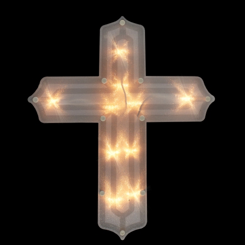 14" Lighted Religious Cross Easter Window Silhouette Decoration