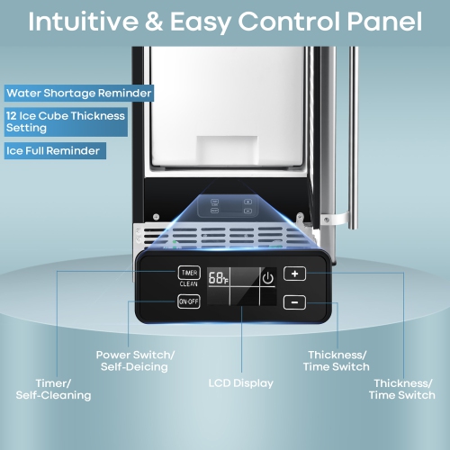Costway Ice Maker Free-Standing/Under Counter Machine 80lbs/Day w/ Light