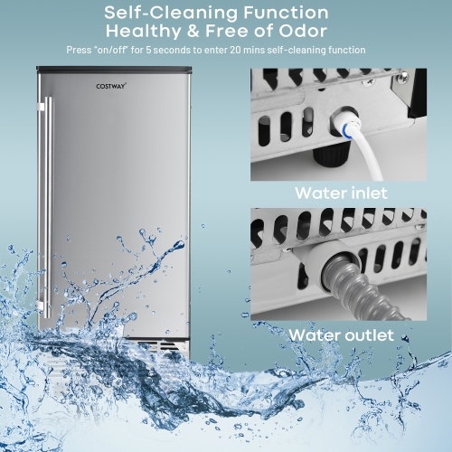 Costway Ice Maker Free-Standing/Under Counter Machine 80lbs/Day w/ Light