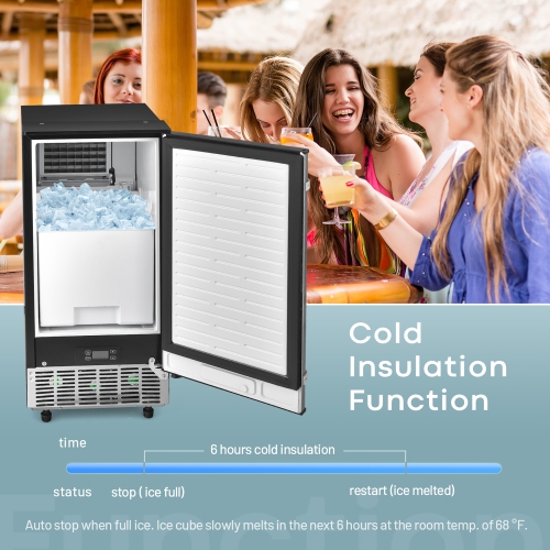 Costway Ice Maker Free-Standing/Under Counter Machine 80lbs/Day w/ Light