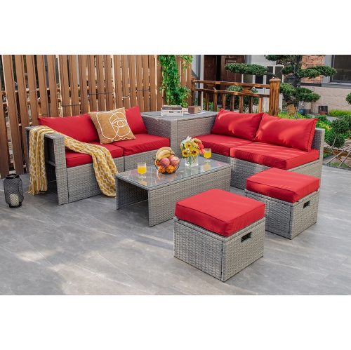 Costway 8PCS Patio Rattan Furniture Set Storage Waterproof Cover Cushion