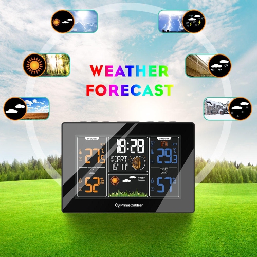 Horloge LCD couleur sans fil pour l'intérieur et l'extérieur Stations météo pour vérifier la météo, la température, l'humidité et l'heure